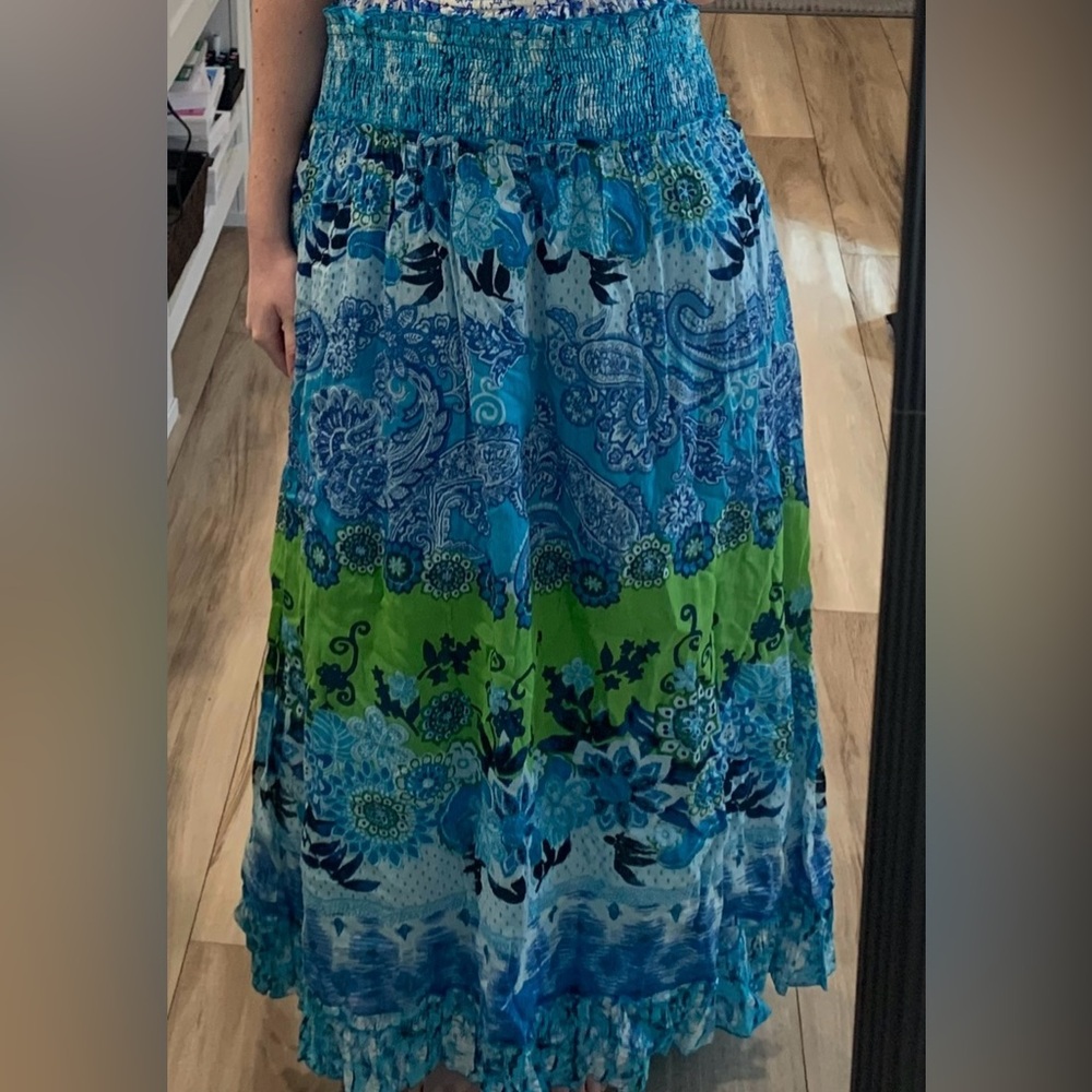 KC Chaudry blue and green skirt